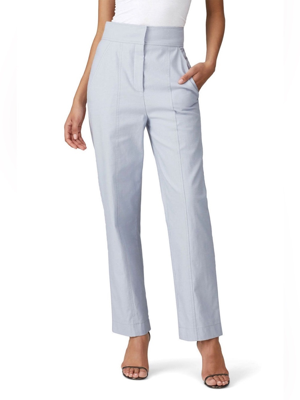Rebecca Taylor Slub Suiting Trouser Pants Blue Size 0 Career Office